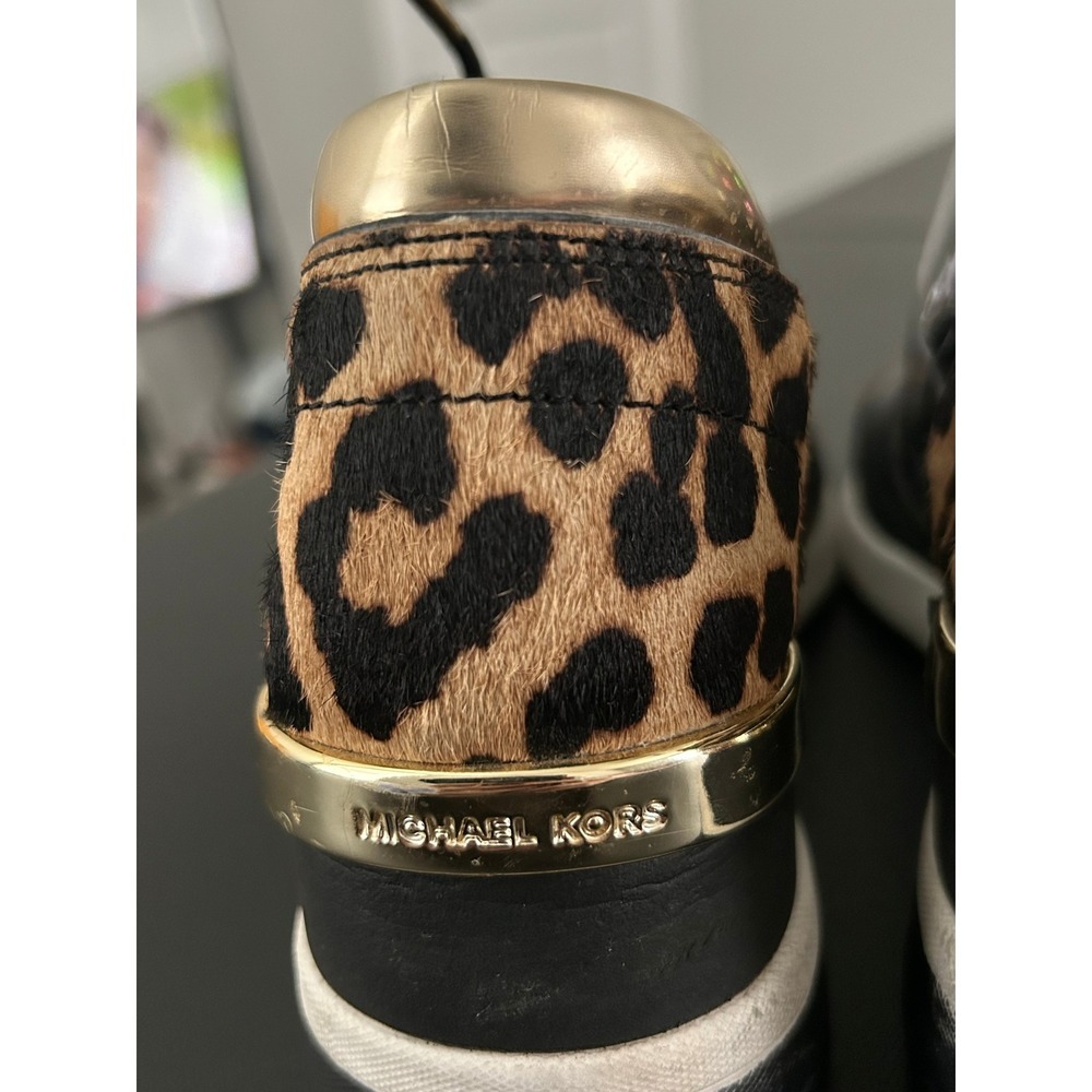 Michael Kors Felix Black Leopard Calf Hair Wedge Sneakers Shoes Womens 9M - Picture 7 of 12